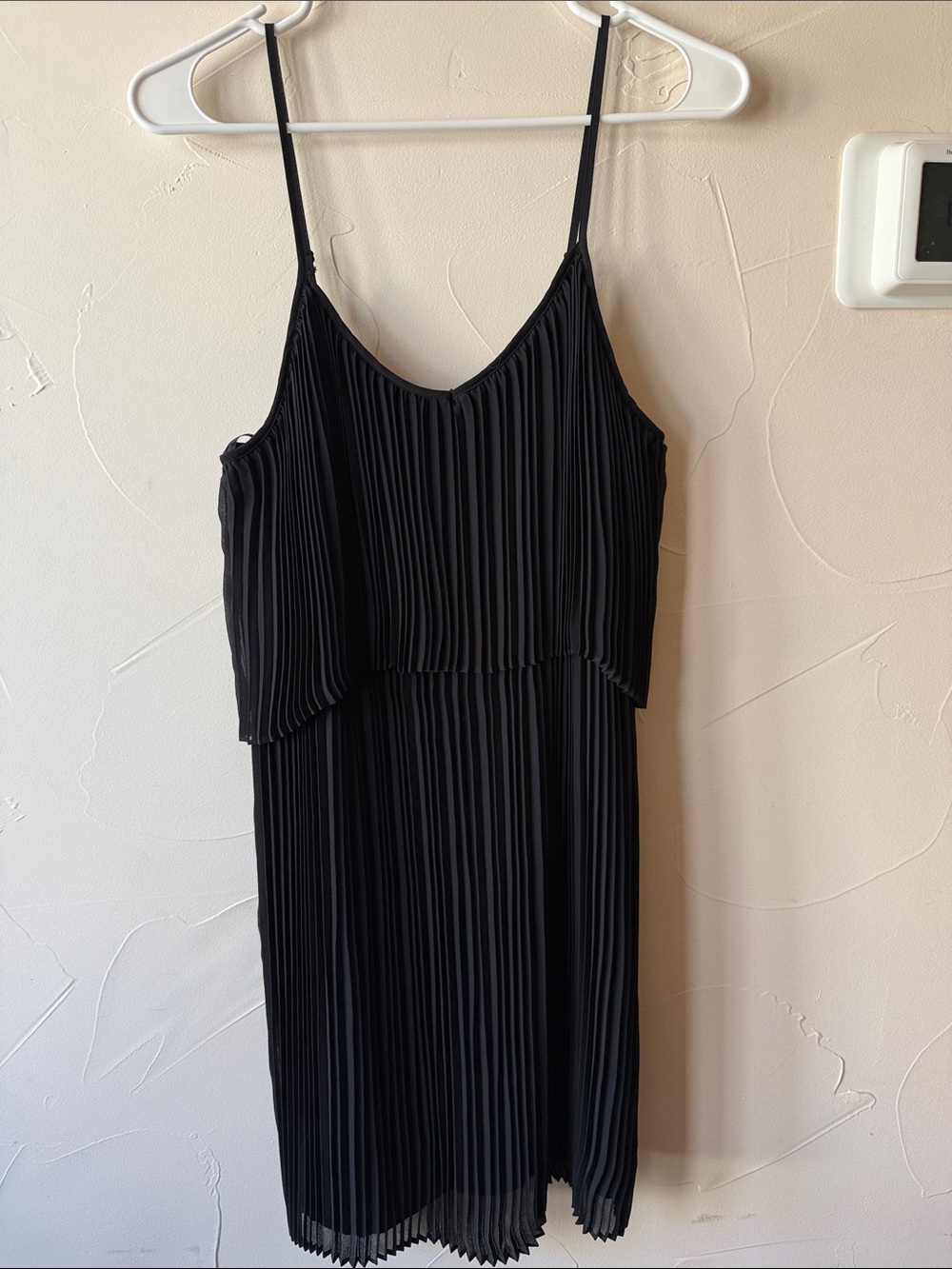 BCBGeneration Black Pleated Spaghetti-Strap Mini Dress